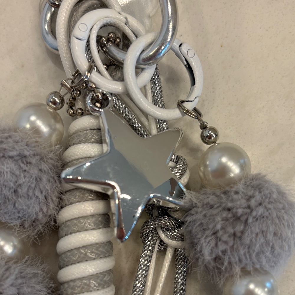 Gray and Silver Bag Charms Keychain Accessory - Picture 3 of 8